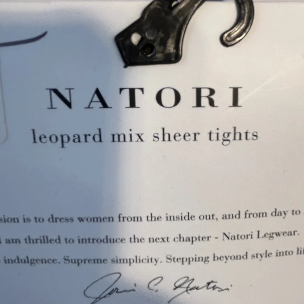 Natori Leopard Mix Sheer‎ Tights Black Size Medium